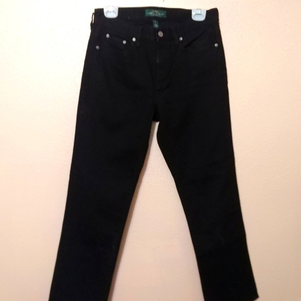 LRL Lauren Jeans Black Boots Cut Size 8